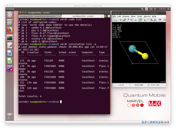 Screenshot of the of the Quantum Mobile virtual machine